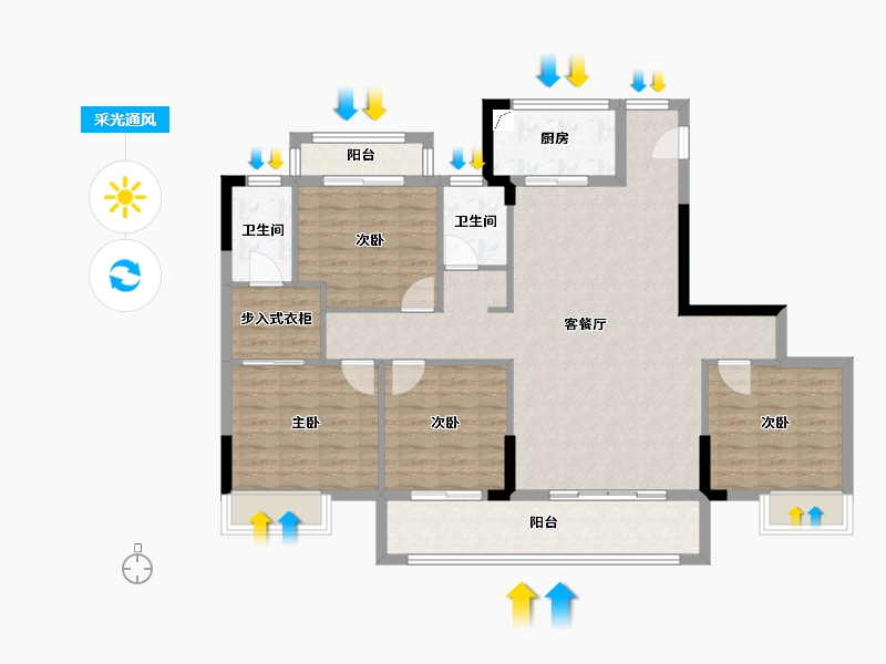 福建省-三明市-港务山水瑞晟园-110.20-户型库-采光通风