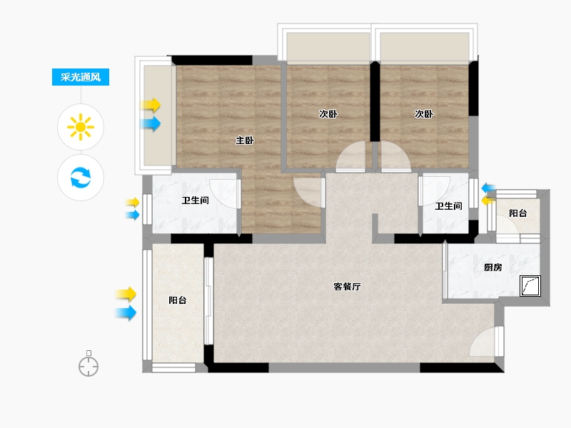 广东省-清远市-山水名成-64.93-户型库-采光通风