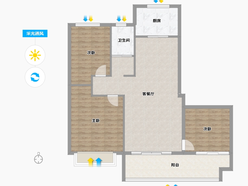 山东省-淄博市-鼎成御园-102.78-户型库-采光通风