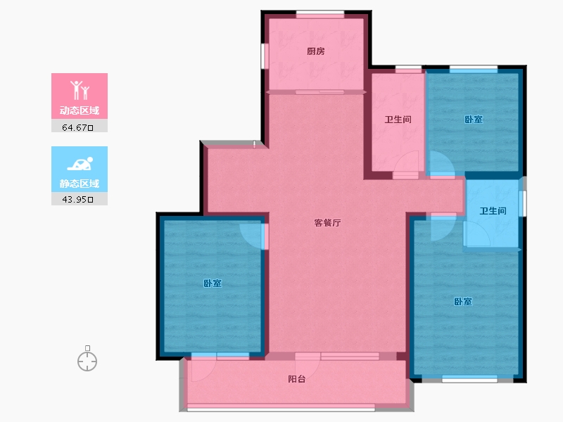 辽宁省-朝阳市-文祥豪府1#院-97.13-户型库-动静分区