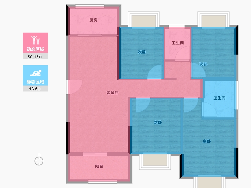 广东省-江门市-龙光龙湖双龙天著-88.46-户型库-动静分区