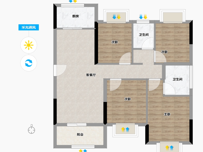 广东省-江门市-龙光龙湖双龙天著-88.46-户型库-采光通风