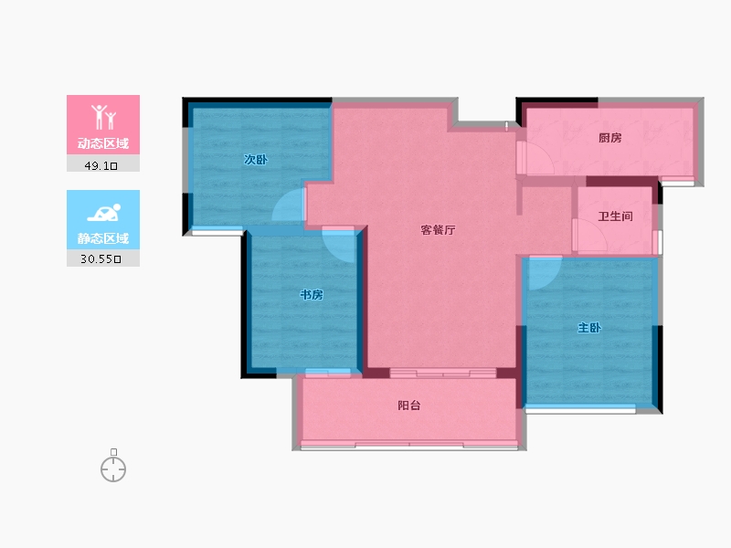 河南省-洛阳市-云星钱隆誉景-72.18-户型库-动静分区