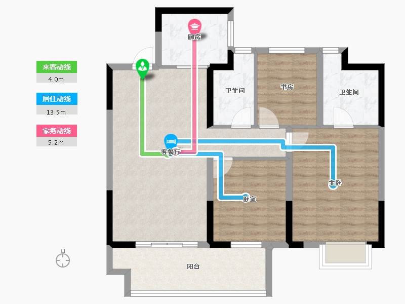 河北省-沧州市-中梁宏宇左岸风华-88.00-户型库-动静线