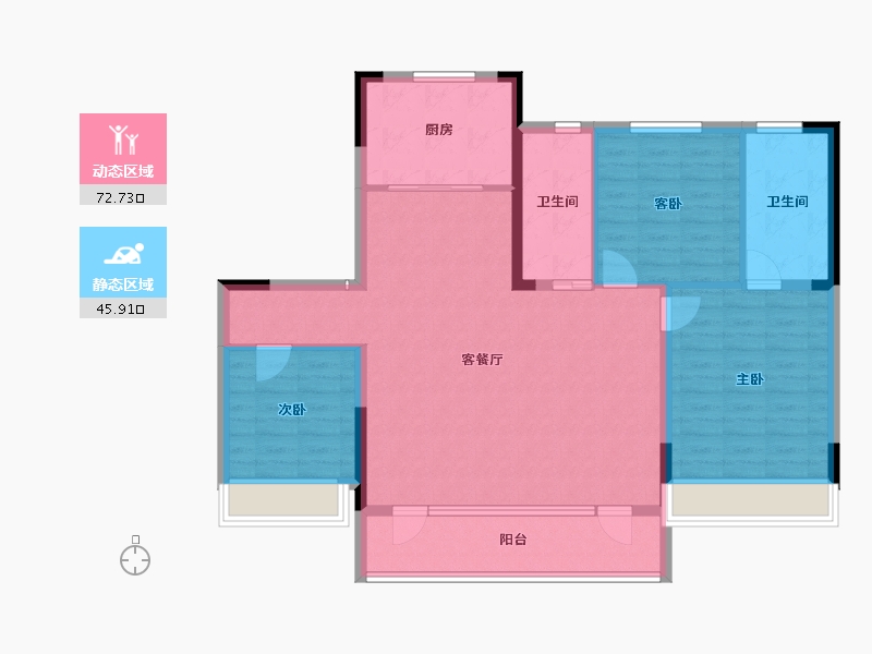 辽宁省-朝阳市-碧桂园凌云府-107.42-户型库-动静分区