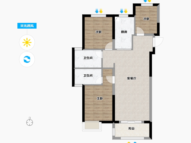 湖北省-武汉市-万科保利联投理想星光-83.99-户型库-采光通风