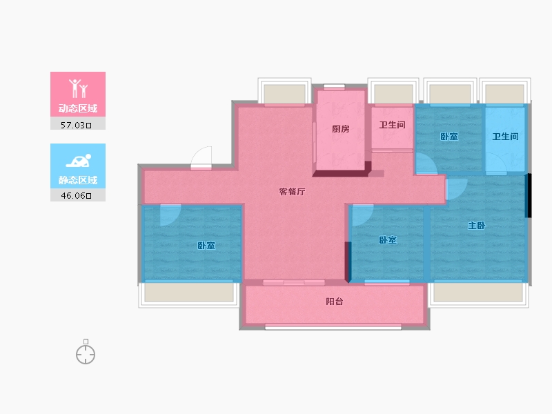 湖南省-郴州市-嘉禾碧桂园-92.00-户型库-动静分区