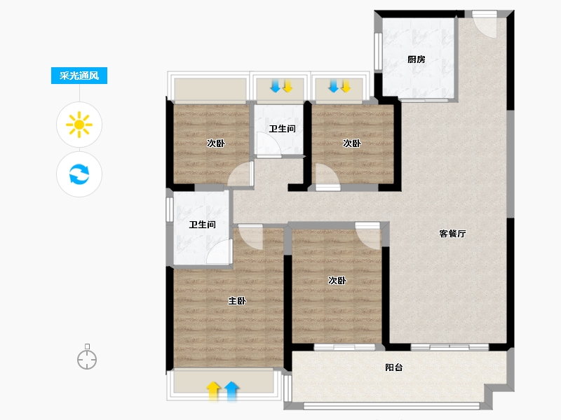 山西省-阳泉市-新基业·悦江壹号-108.10-户型库-采光通风