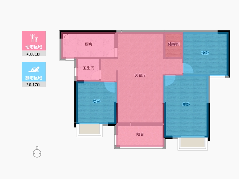 湖北省-武汉市-新长江香榭国际城-76.03-户型库-动静分区