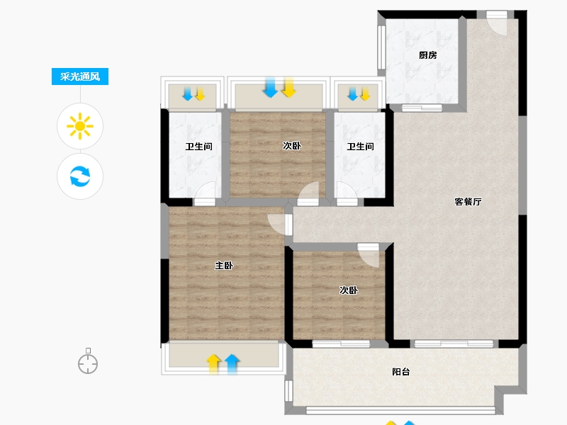 山西省-阳泉市-新基业·悦江壹号-94.04-户型库-采光通风