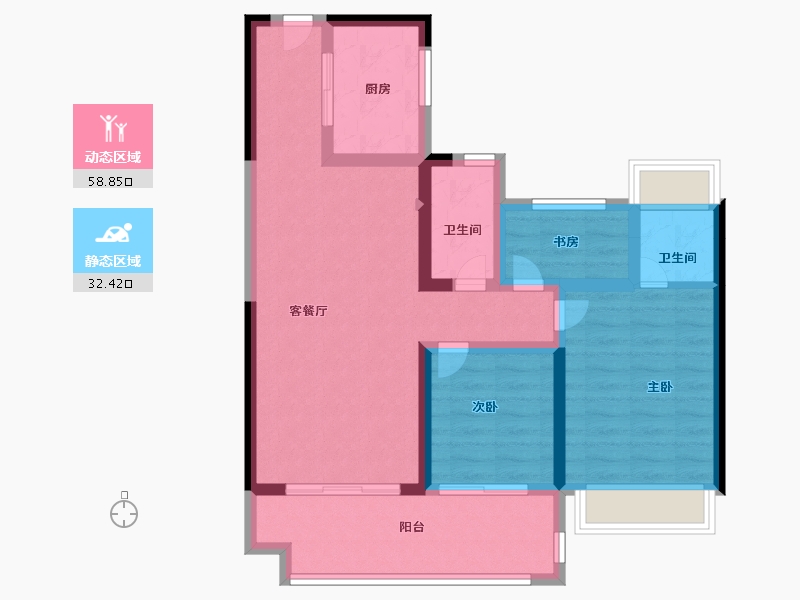 山西省-阳泉市-新基业·悦江壹号-80.57-户型库-动静分区