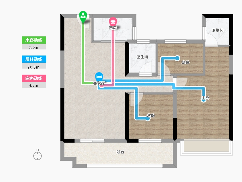 湖南省-郴州市-嘉禾碧桂园-88.00-户型库-动静线