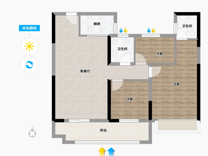 湖南省-郴州市-嘉禾碧桂园-88.00-户型库-采光通风