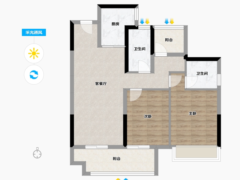 广东省-江门市-大悦城·新悦锦云-75.55-户型库-采光通风