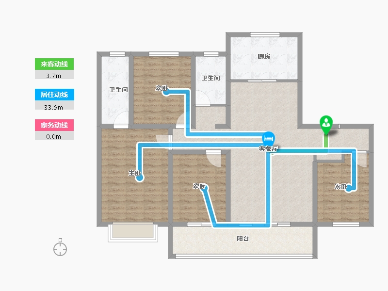 山东省-淄博市-鼎成御园-124.88-户型库-动静线