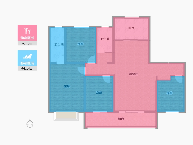 山东省-淄博市-鼎成御园-124.88-户型库-动静分区