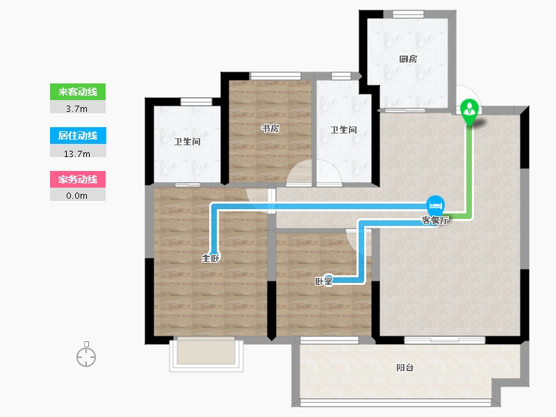 河北省-沧州市-中梁宏宇左岸风华-95.08-户型库-动静线