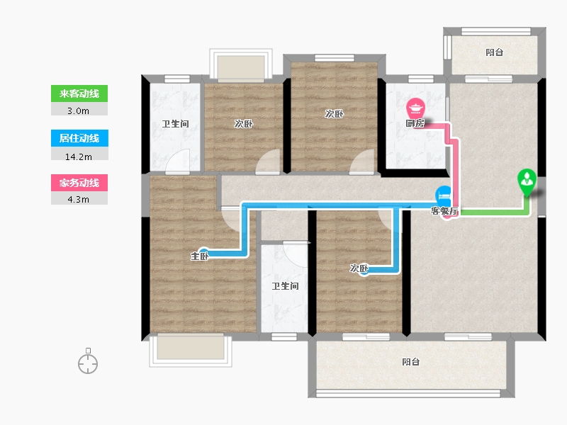 湖南省-郴州市-融华上品璟苑-108.61-户型库-动静线