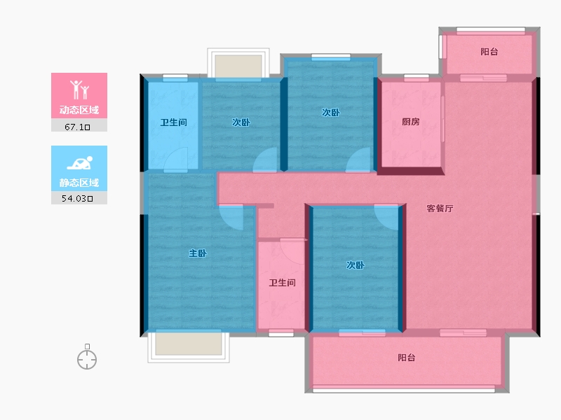 湖南省-郴州市-融华上品璟苑-108.61-户型库-动静分区