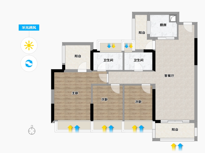 广东省-清远市-华以泰·清远花海湾花园-91.54-户型库-采光通风