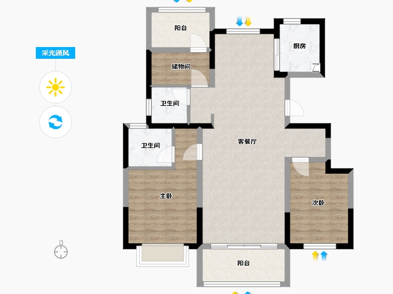 新疆维吾尔自治区-伊犁哈萨克自治州-上峰江南里-91.33-户型库-采光通风