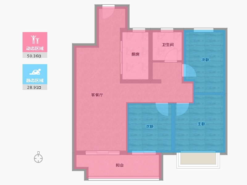 浙江省-湖州市-新南浔孔雀城都会江南-70.41-户型库-动静分区