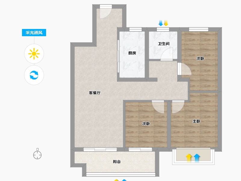 浙江省-湖州市-新南浔孔雀城都会江南-70.41-户型库-采光通风