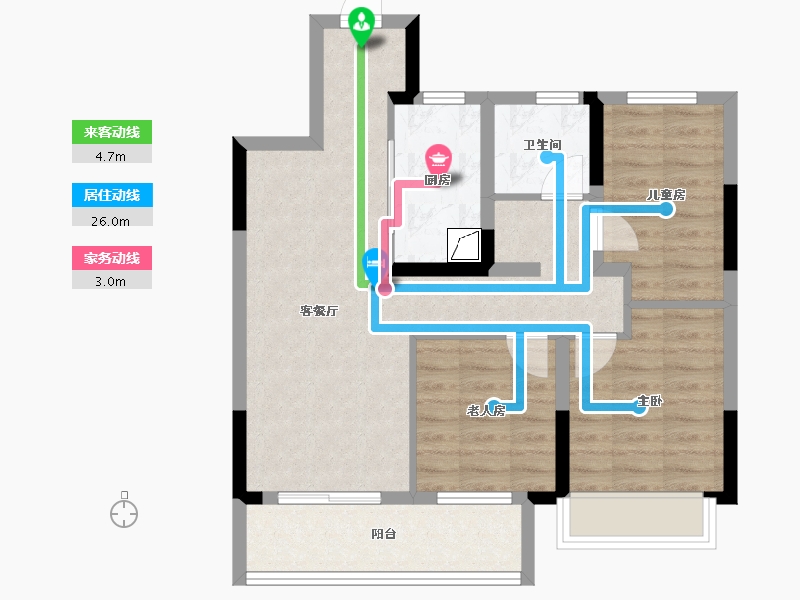 浙江省-湖州市-新南浔孔雀城都会江南-70.39-户型库-动静线