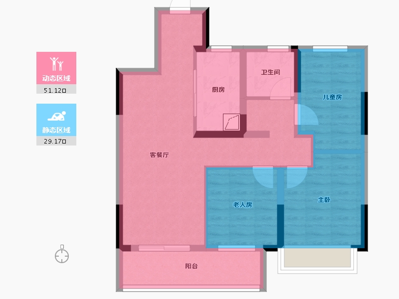 浙江省-湖州市-新南浔孔雀城都会江南-70.39-户型库-动静分区