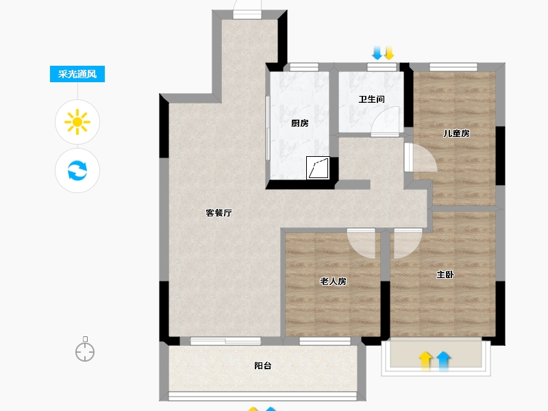 浙江省-湖州市-新南浔孔雀城都会江南-70.39-户型库-采光通风