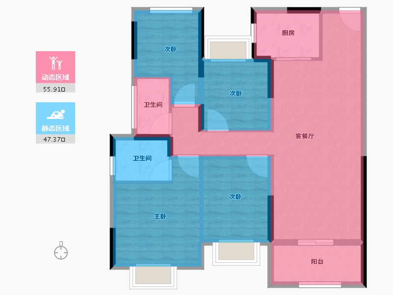 广东省-江门市-龙光龙湖双龙天著-92.25-户型库-动静分区