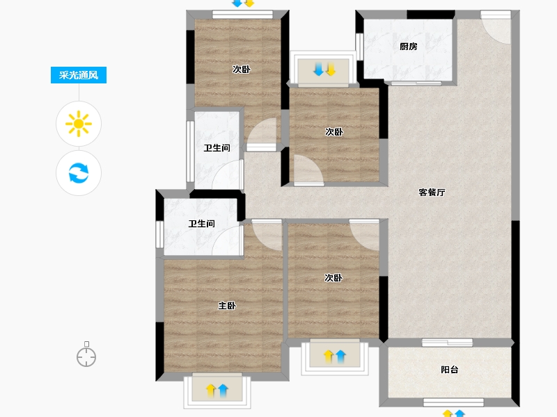 广东省-江门市-龙光龙湖双龙天著-92.25-户型库-采光通风