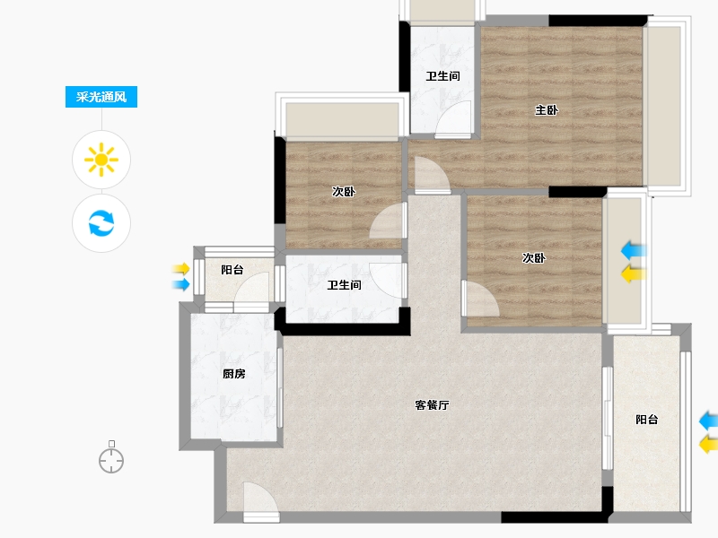 广东省-清远市-海港成天荷1号-83.12-户型库-采光通风