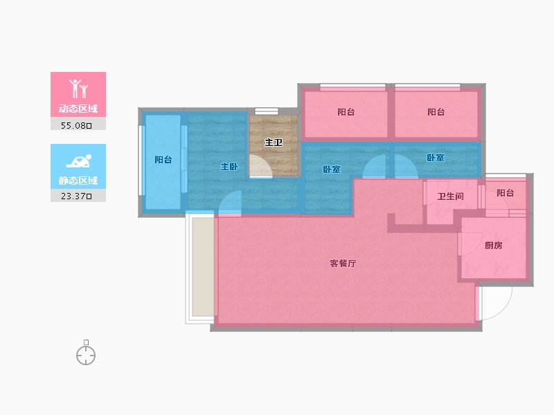 四川省-成都市-华熙528艺术村-71.84-户型库-动静分区