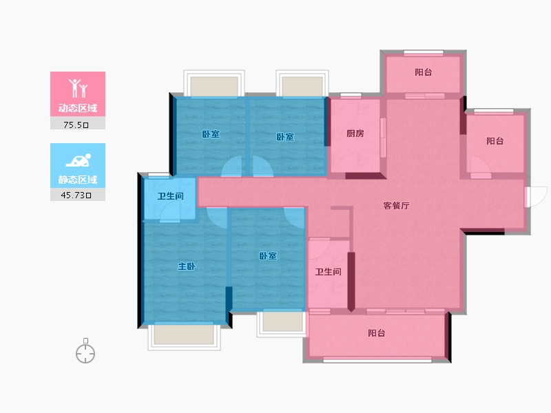 湖南省-郴州市-东城上筑-108.58-户型库-动静分区