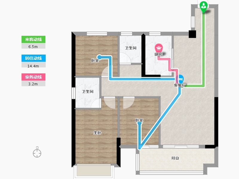 湖南省-郴州市-东城上筑-83.36-户型库-动静线