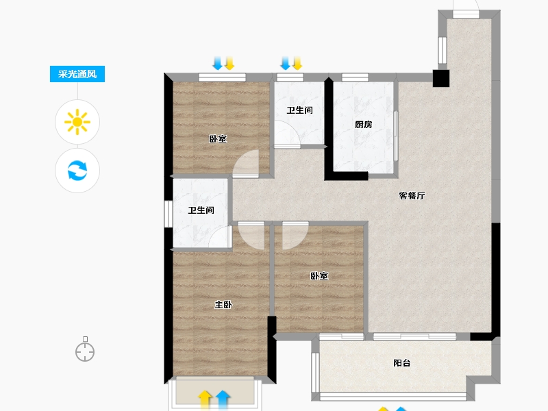 湖南省-郴州市-东城上筑-83.36-户型库-采光通风