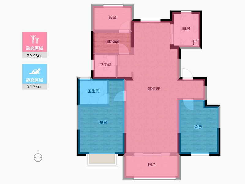 新疆维吾尔自治区-伊犁哈萨克自治州-上峰江南里-91.20-户型库-动静分区