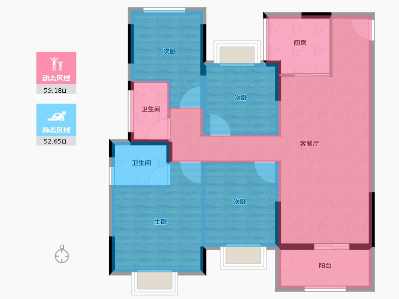 广东省-江门市-龙光龙湖双龙天著-100.28-户型库-动静分区