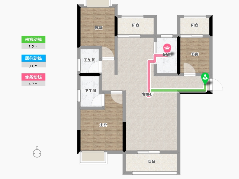 湖南省-常德市-天鹏·未名湖畔-100.80-户型库-动静线