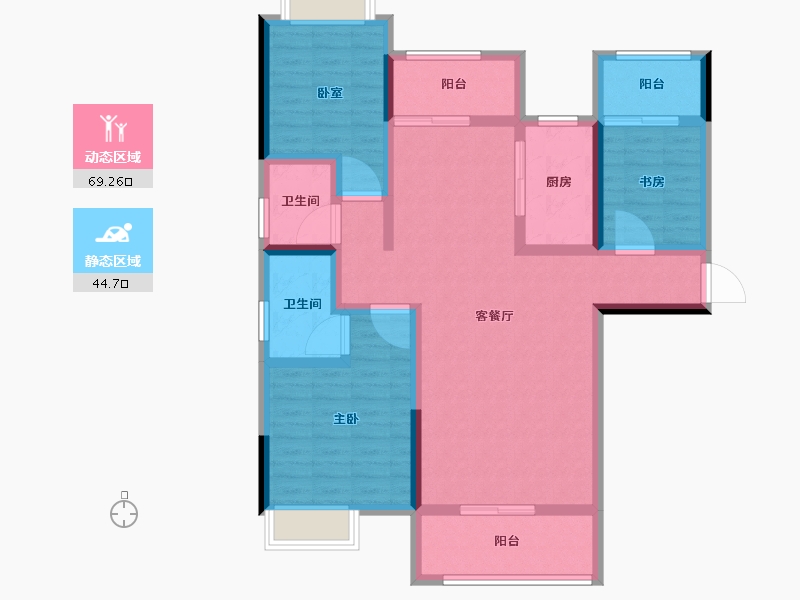 湖南省-常德市-天鹏·未名湖畔-100.80-户型库-动静分区