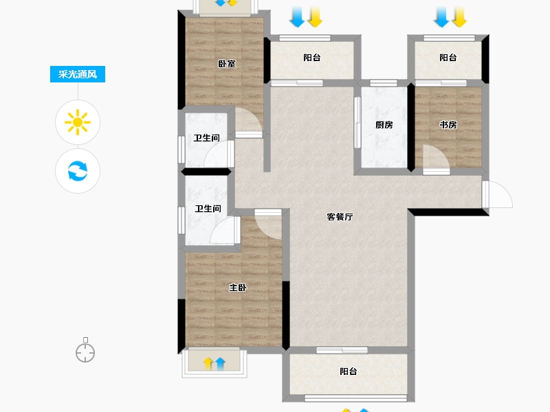 湖南省-常德市-天鹏·未名湖畔-100.80-户型库-采光通风