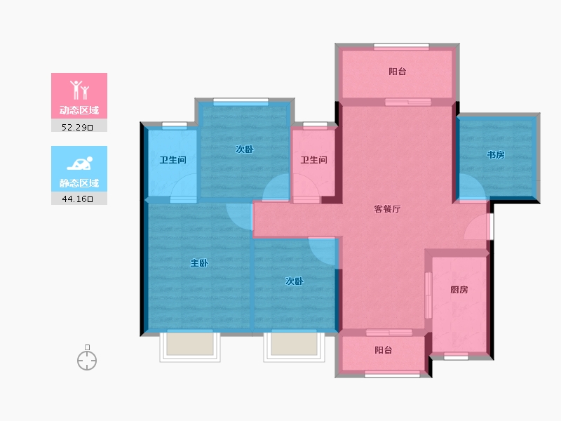 广东省-江门市-龙光龙湖双龙天著-85.72-户型库-动静分区