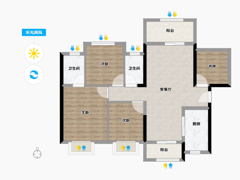 广东省-江门市-龙光龙湖双龙天著-85.72-户型库-采光通风