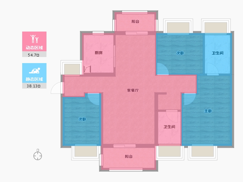 广东省-江门市-美的·嘉华紫薇公馆-82.55-户型库-动静分区