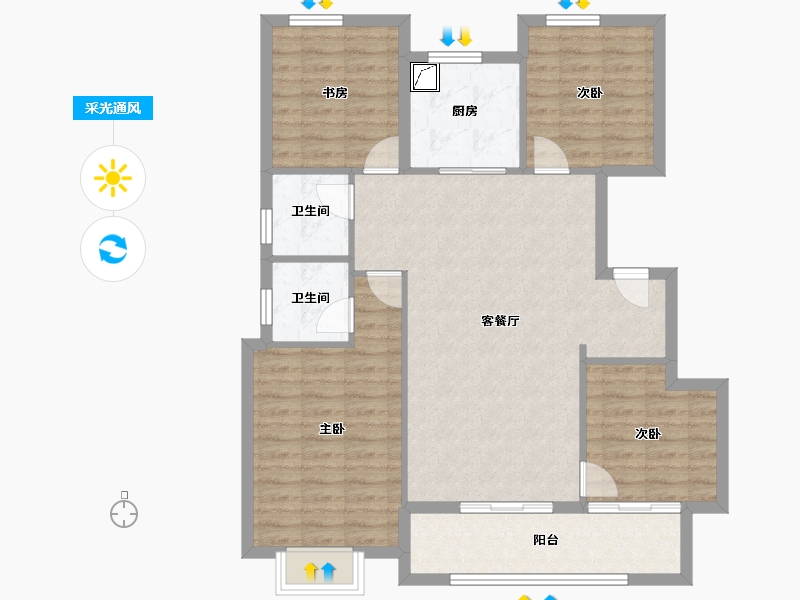 福建省-宁德市-建发书香府邸-99.52-户型库-采光通风