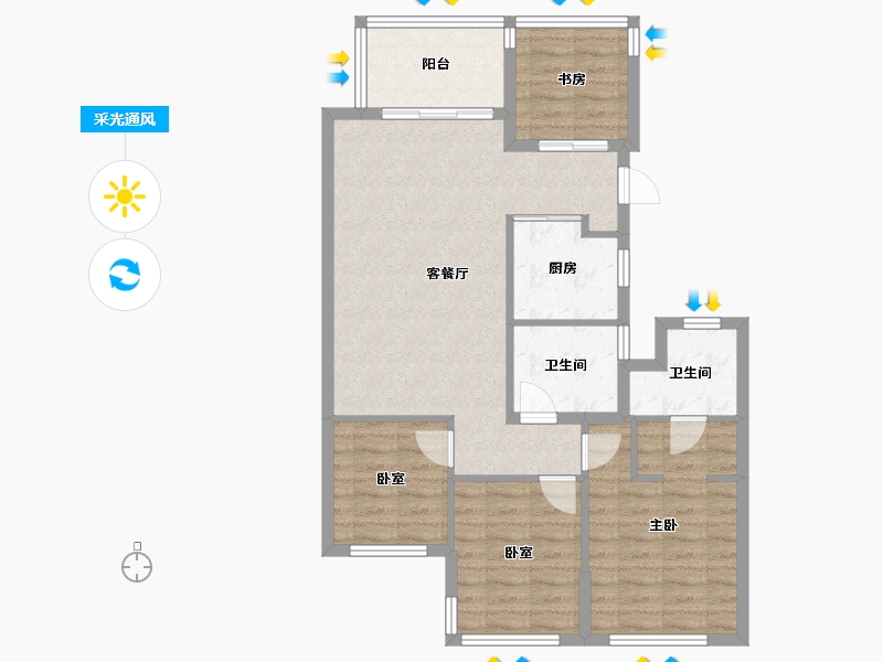 广西壮族自治区-柳州市-绿城杨柳郡-86.40-户型库-采光通风