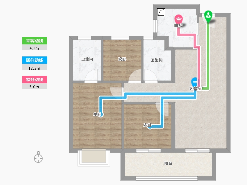 福建省-宁德市-建发书香府邸-74.34-户型库-动静线