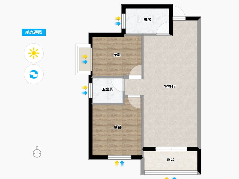 湖北省-十堰市-福泽嘉苑-58.35-户型库-采光通风