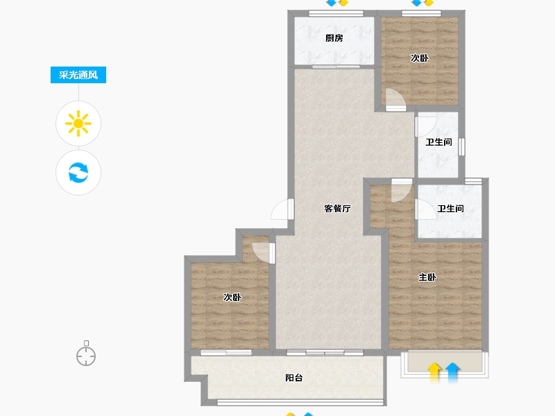 河南省-濮阳市-西湖学府-105.96-户型库-采光通风